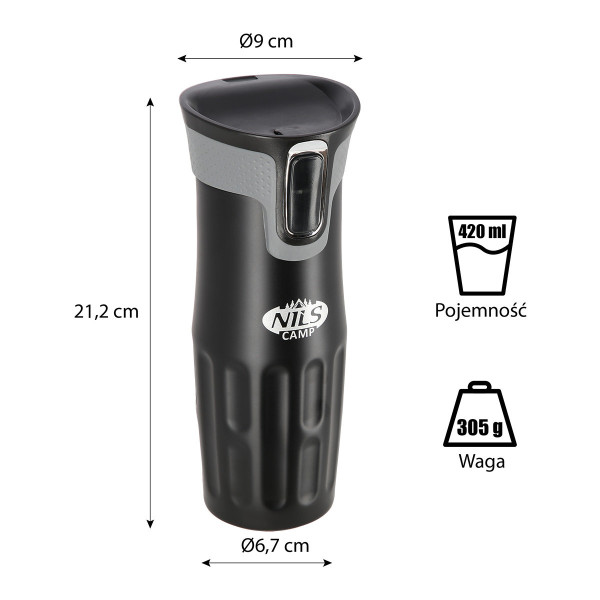 Kubek termiczny czarny Nils Camp NCC06