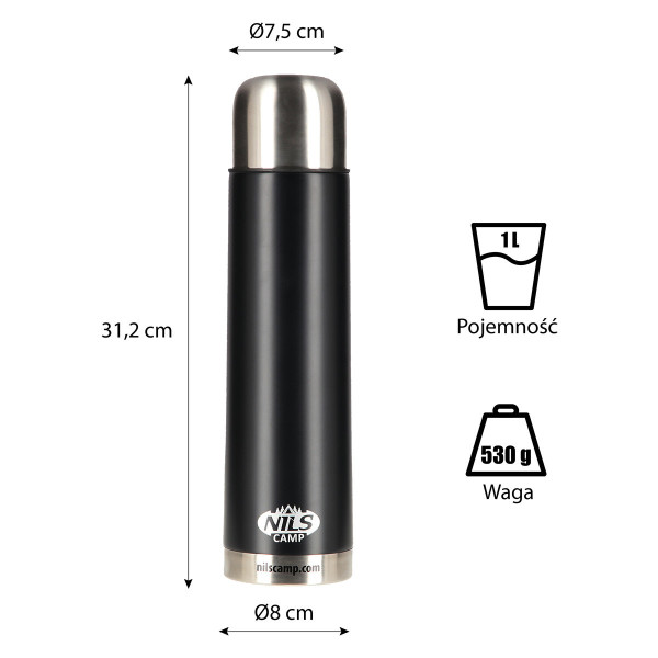 Termos termiczny czarny Nils NCC07, Camp
