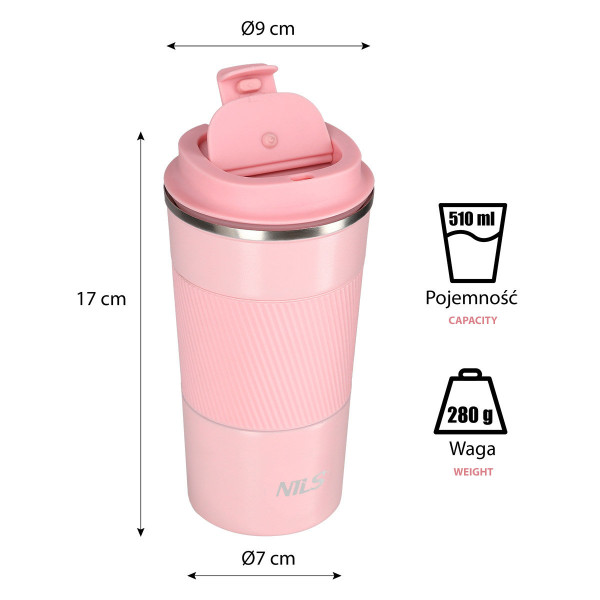 Kubek termiczny różowy Nils NCC09