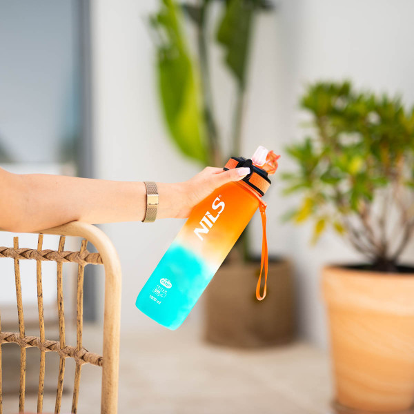 Butelka pomarańczowo-niebieska tritanowa Nils Camp NCD68