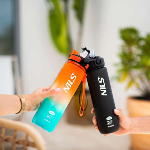 Butelka pomarańczowo-niebieska tritanowa Nils Camp NCD68