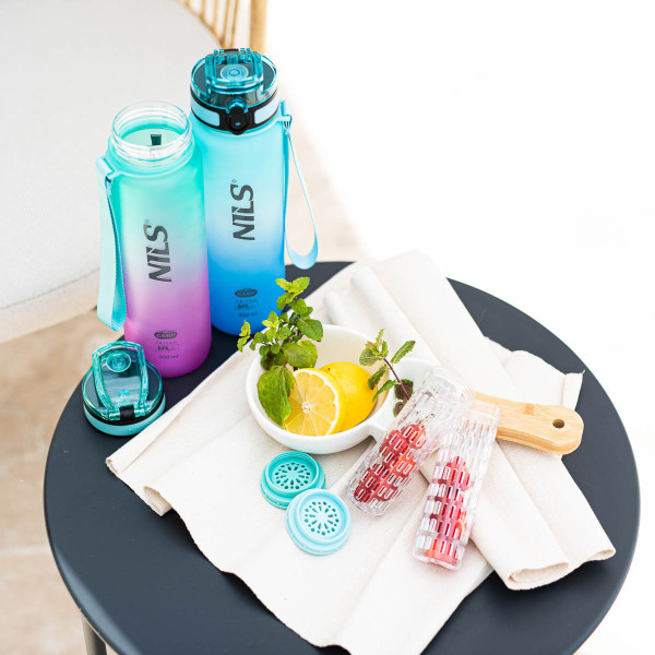 Butelka zielono-różowa tritanowa Nils Camp NCD04