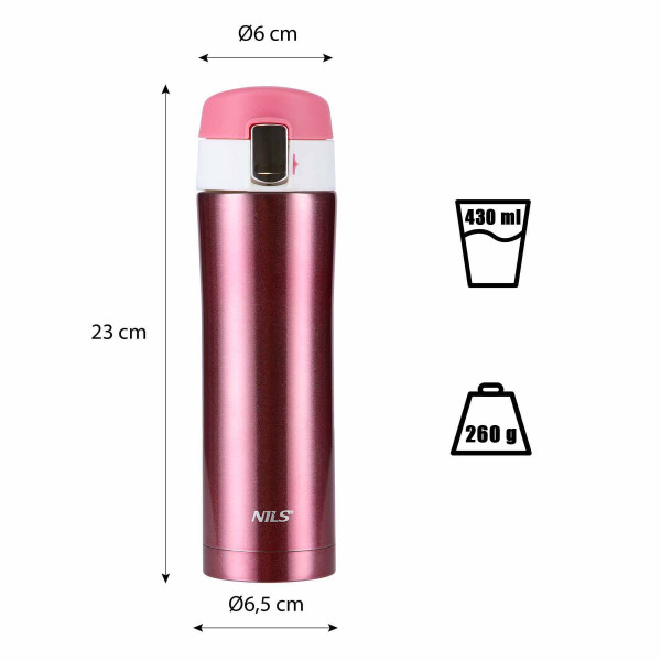 Kubek termiczny różowy Nils NCB10