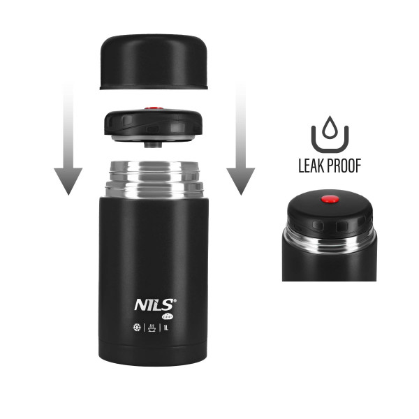 Termos obiadowy czarny Nils Camp NC3802, 1000ml