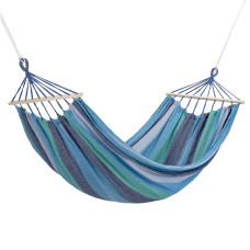 Hamak z drewnianą belka Nils NC9004, niebieski-ciemnoniebieski, 70cm, z metalowym uchwytem