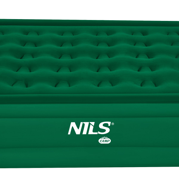 Materac dwuosobowy King Size zielony + pompka elektryczna Nils Camp NC2808