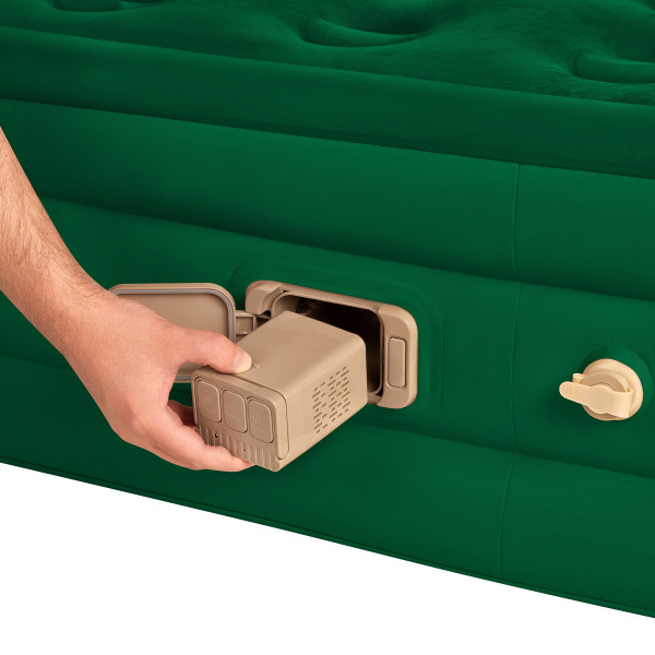 Materac dwuosobowy King Size zielony + pompka elektryczna Nils Camp NC2808