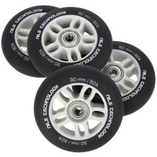 Koła PU 90x24 82A czarne matowe (4szt) + ABEC-9 Chrome (8szt) zestaw Nils Extreme