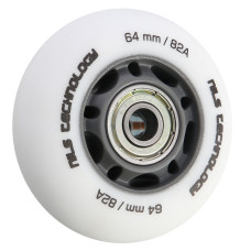 Koła PU 64x24 82A białe matowe, 4szt + ABEC-9, 8szt Zestaw Nils Extreme