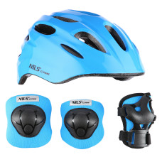 Zestaw kask z ochraniaczami niebieski Nils Extreme MTW01+H210, rozm. XS