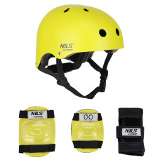 Kask z ochraniaczami zestaw żółty Nils Extreme MR290+H230, rozm. S