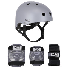 Kask z ochraniaczami zestaw szary Nils Extreme MR290+H230, rozm. M