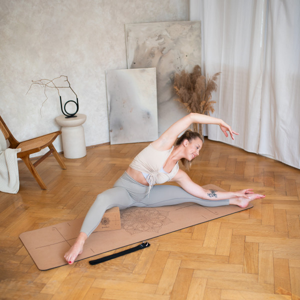 Zestaw do jogi HMS mata TPE YM11 + kostka KJ02 + pasek SJ02