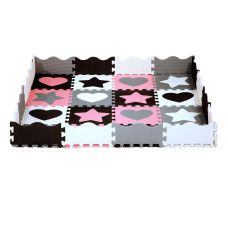 Mata dziecięca Puzzle Kojec Pink Hearts Nils Fun MD03, 36 elementów, 140x140cm