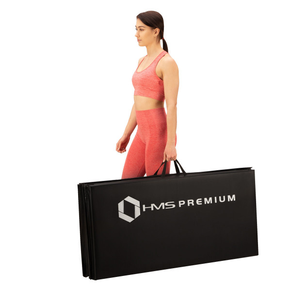 Materac gimnastyczny składany HMS Premium MGS01 Black, 2400x1200 mm