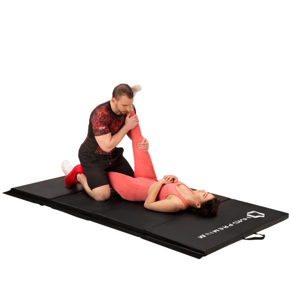 Materac gimnastyczny składany HMS Premium MGS01 Black, 2400x1200 mm