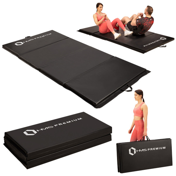 Materac gimnastyczny składany HMS Premium MGS01 Black, 2400x1200 mm