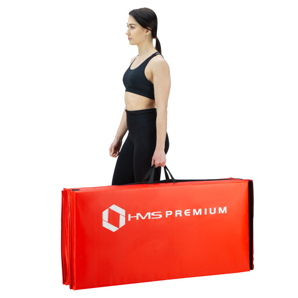 Materac gimnastyczny składany HMS Premium MGS01 RED, 2400x1200 mm