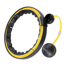 Hula Hop Black/Yellow z magnesami, wypustkami TPE i obciążnikiem + licznik HMS HHM21