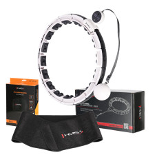 Zestaw Hula Hop magnetyczny White HHM16 z licznikiem HMS + pas wyszczuplający BR163, Black