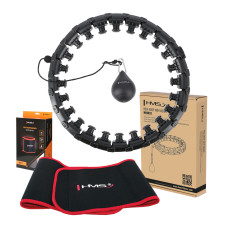 Hula Hop zestaw HHW01 Black z wypustkami i obciążnikiem HMS + pas BR163, red