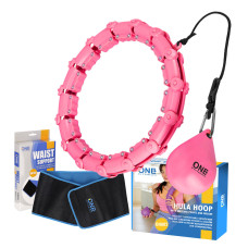 Hula hop zestaw pink z wypustkami i obciążnikiem One Fitness OHA02 + pas BR160