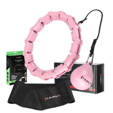 Hula hop HMS HHW11 Light Pink z wypustkami i obciążnikiem + pas BR163 Black Plus Size.
