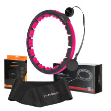 Hula Hop magnetyczny Black/Pink HMS HHM16 z licznikiem + pas wyszczuplający BR163 Black