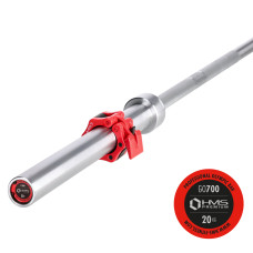Gryf olimpijski 20kg 2200mm HMS Premium GO700 + Zacisk ZG1000, red