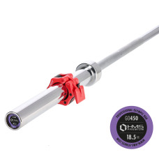 Gryf olimpijski HMS Premium GO450 (+ ZG1000R) 18.5kg, 2200mm z zaciskami Lock Jaw Red