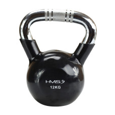 Kettlebell żeliwny pokryty winylem z chromowanym uchwytem HMS KTC12, czarny