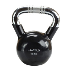 Kettlebell żeliwny pokryty winylem z chromowanym uchwytem HMS KTC16, black
