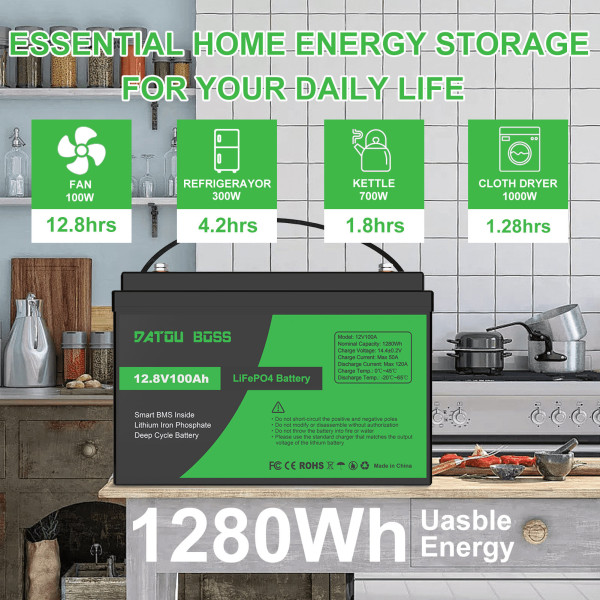 Акумулятор LiFePO4 DatouBoss 12V 100Ah