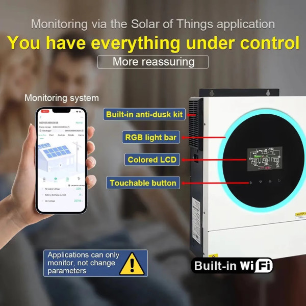 Сонячний гібридний інвертор Jesudom VM IV 4K 4000W 24V з WiFi – MPPT 120A, PV 5000W