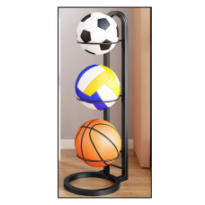 Stojak Na Piłki  3 Poziomy Metalowy Stabilny Matowy Czarny