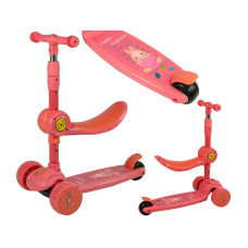 Hulajnoga Trójkołowa Balansowa Siodełko Różowa Muzyka Diody Królik