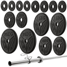 Zestaw gryfu i obciążeń olimpijskich Marbo Sport, 132 kg