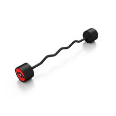 Sztanga gumowana łamana 35kg czerwony połysk, Marbo Sport