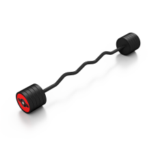 Sztanga gumowana łamana Marbo Sport, 40 kg, czerwony połysk