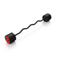 Sztanga gumowana łamana 45kg czerwony połysk - Marbo Sport