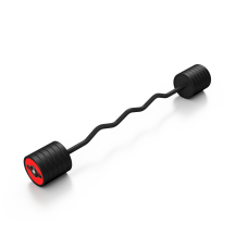 Sztanga gumowana łamana Marbo Sport, 50 kg, czerwony połysk