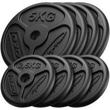 Zestaw obciążeń żeliwnych slim Marbo Sport, 30kg / 4 x 5kg + 4 x 2,5 kg