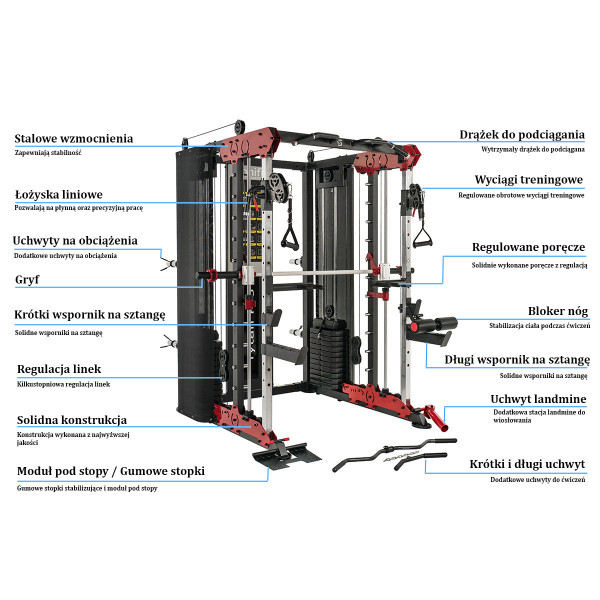 Atlas do ćwiczeń Suwnica Smitha SoniFit Tag 144kg