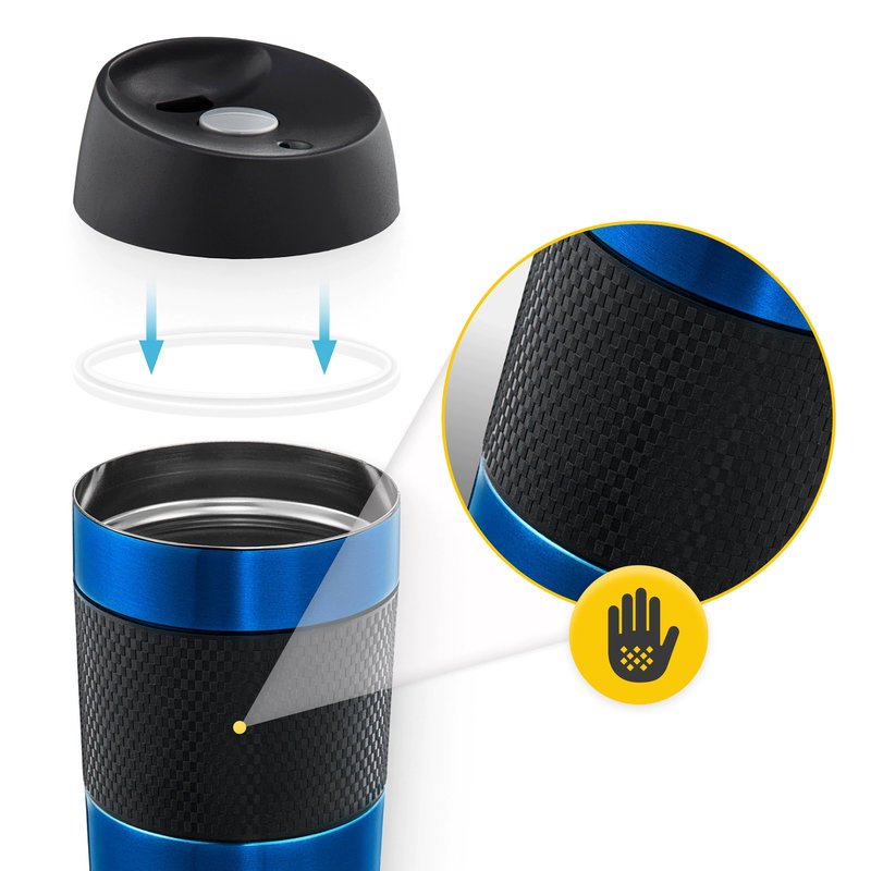 kubek termiczny stalowy niebieski