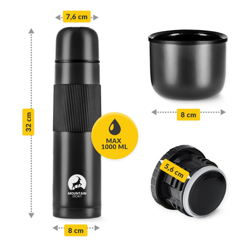 termos stalowy wymiary czarny