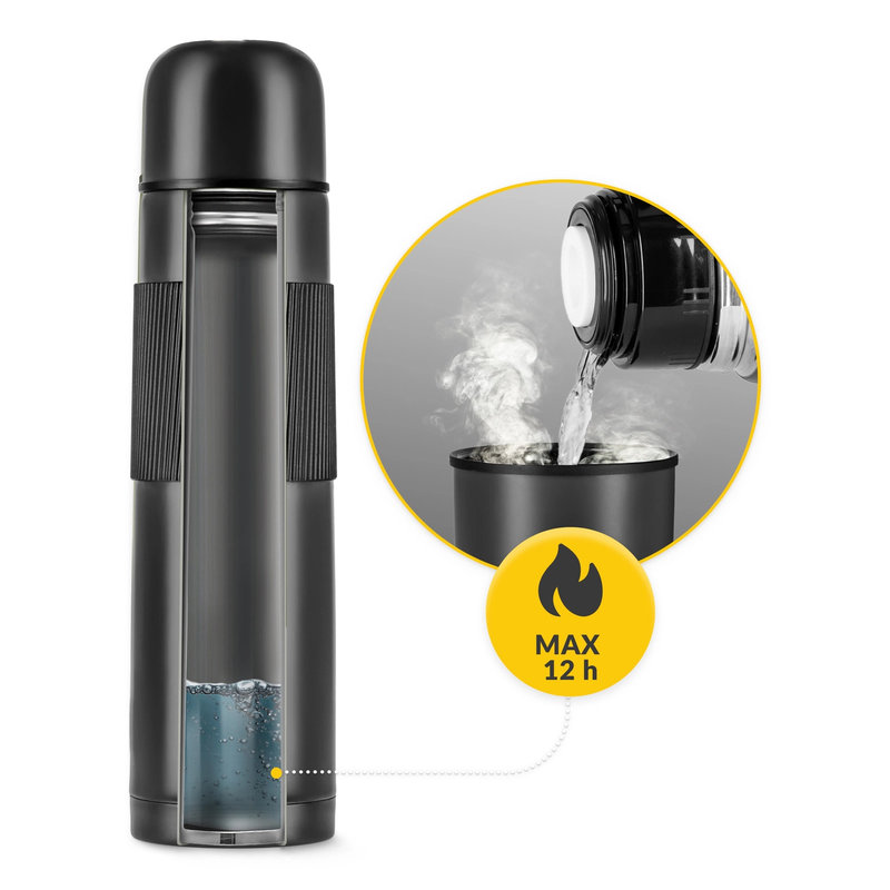 termos czarny temperatura stalowy