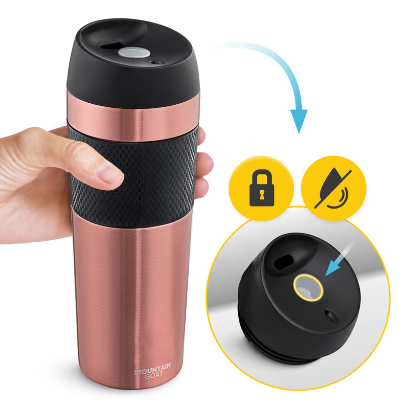 kubek termiczny rozowy stal nierdzewna