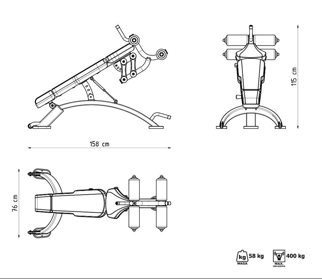 Ławka regulowana na brzuch MF-L005 - Marbo-Sport