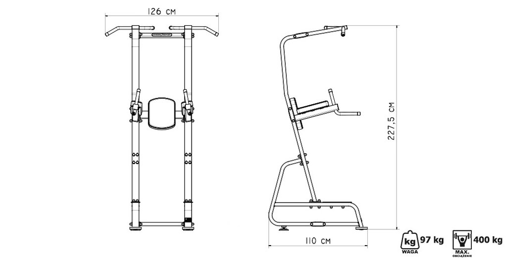 Poręcz stacjonarna z drążkiem - Marbo Sport